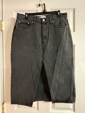 Abercrombie & Fitch Women’s 31/ 12p Washed Black High Rise Slit Denim Skirt